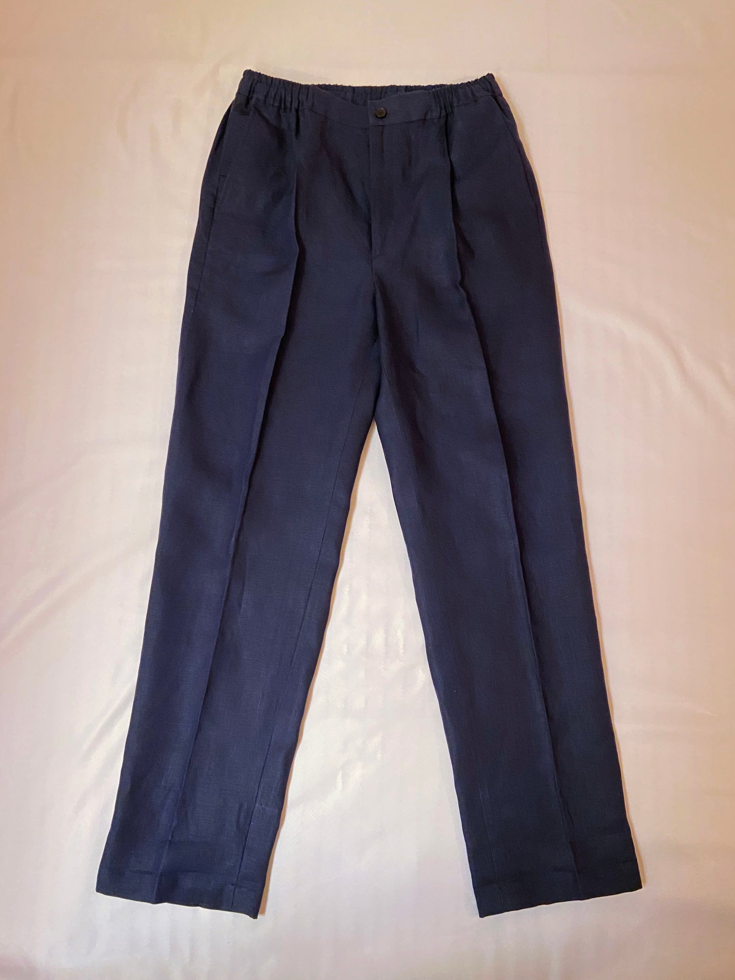 Navy Linen Drawstring Trousers